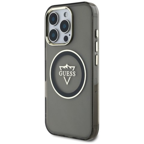 Etui Guess IML Metal Mountain Logo MagSafe do iPhone 16 Pro czarny