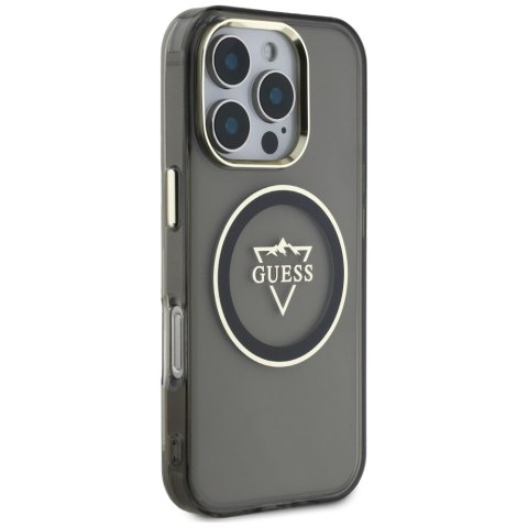 Etui Guess IML Metal Mountain Logo MagSafe do iPhone 16 Pro czarny