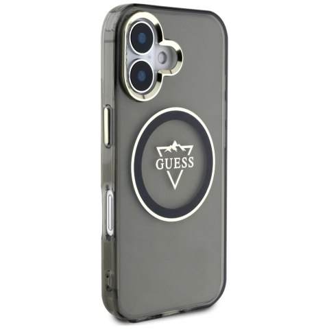 Etui Guess IML Metal Mountain Logo MagSafe do iPhone 16 czarny