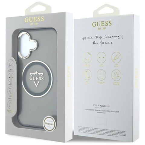 Etui Guess IML Metal Mountain Logo MagSafe do iPhone 16 czarny