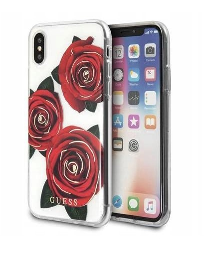 Guess GUHCI65ROSTR iPhone Xs Maxtransparent hard case Flower Desire red roses