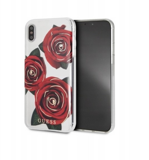 Guess GUHCI65ROSTR iPhone Xs Maxtransparent hard case Flower Desire red roses