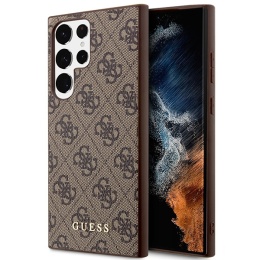 Guess GUHCS23LG4GFBR S23 Ultra S918brązowy/brown hard case 4G Metal Gold Logo