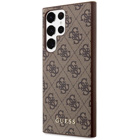 Guess GUHCS23LG4GFBR S23 Ultra S918brązowy/brown hard case 4G Metal Gold Logo