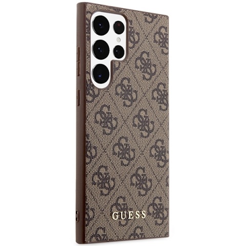 Guess GUHCS23LG4GFBR S23 Ultra S918brązowy/brown hard case 4G Metal Gold Logo