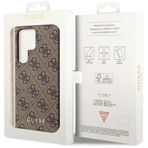 Guess GUHCS23LG4GFBR S23 Ultra S918brązowy/brown hard case 4G Metal Gold Logo