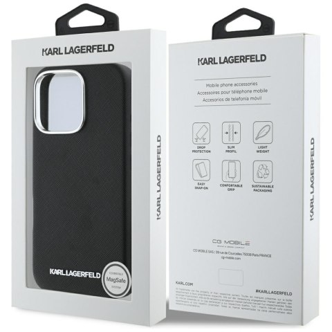 Karl Lagerfeld nakładka Hardcase MagSafe FW Saffiano Metal Logo do iPhone 16 Pro 6,3" Czarna