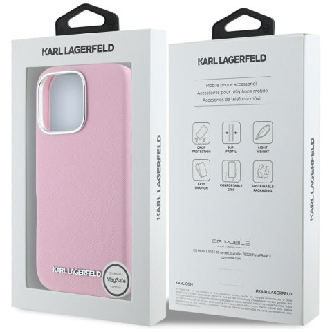 Karl Lagerfeld nakładka Hardcase MagSafe FW Saffiano Metal Logo do iPhone 16 Pro Max 6,9" Różowa
