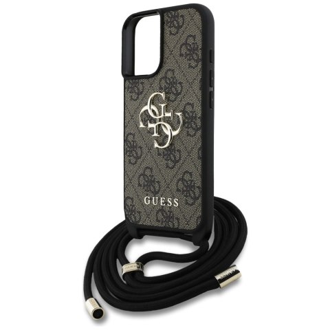 Etui Guess 4G Big Logo Cord Stap Crossbody do iPhone 16 Plus brązowy