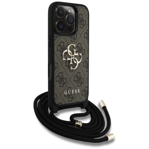Etui Guess 4G Big Logo Cord Stap Crossbody do iPhone 16 Pro brązowy