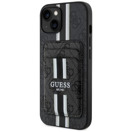 Etui Guess 4G Stripes z portfelem Magsafe do iPhone 15 czarny