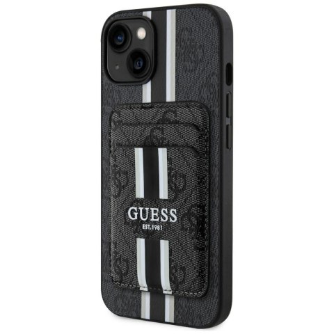 Etui Guess 4G Stripes z portfelem Magsafe do iPhone 15 czarny