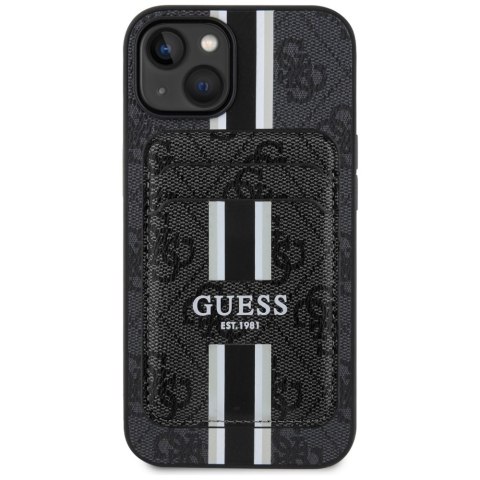 Etui Guess 4G Stripes z portfelem Magsafe do iPhone 15 czarny