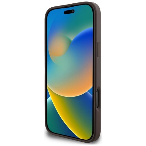 Etui Guess 4G Stripes z portfelem Magsafe do iPhone 16 Pro Max brązowy