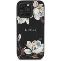 Etui Guess Grained Printed Flower Pattern MagSafe do iPhone 16 Pro Max czarny
