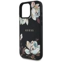 Etui Guess Grained Printed Flower Pattern MagSafe do iPhone 16 Pro Max czarny