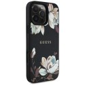 Etui Guess Grained Printed Flower Pattern MagSafe do iPhone 16 Pro czarny