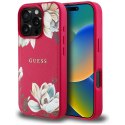 Etui Guess Grained Printed Flower Pattern MagSafe do iPhone 16 Pro fuksja