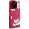 Etui Guess Grained Printed Flower Pattern MagSafe do iPhone 16 Pro fuksja