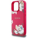 Etui Guess Grained Printed Flower Pattern MagSafe do iPhone 16 Pro fuksja