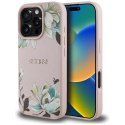 Etui Guess Grained Printed Flower Pattern MagSafe do iPhone 16 Pro różowy