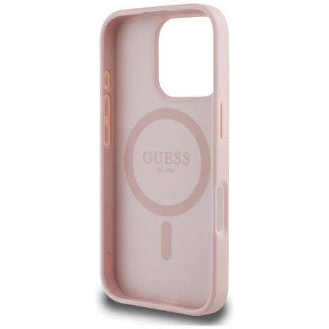 Etui Guess Grained Printed Flower Pattern MagSafe do iPhone 16 Pro różowy