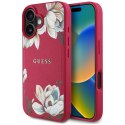 Etui Guess Grained Printed Flower Pattern MagSafe do iPhone 16 fuksja