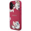 Etui Guess Grained Printed Flower Pattern MagSafe do iPhone 16 fuksja