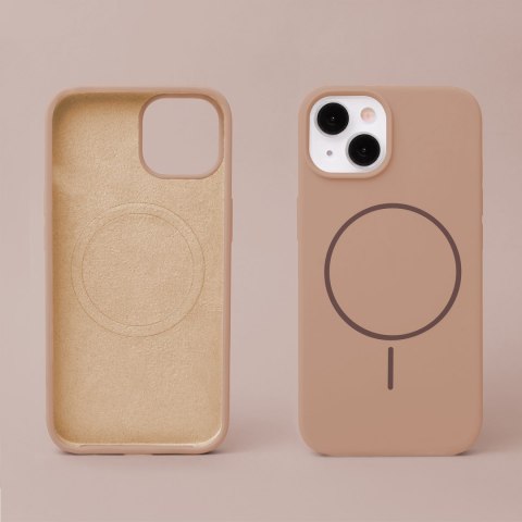 Nakładka Silicone Thin Mag do iPhone 15 Pro 6,1" brązowa