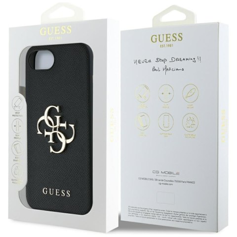 Etui Guess Grained Big 4G Logo Small Classic Logo do iPhone 16e czarny