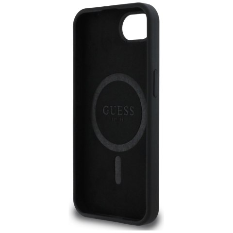 Etui Guess Silicone Script Metal Logo MagSafe do iPhone 16e czarny