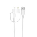 Forever kabel recycling 3w1 1,5m 2,4A USB-A - USB-C +microUSB+ Lightning KR3W1-00 biały
