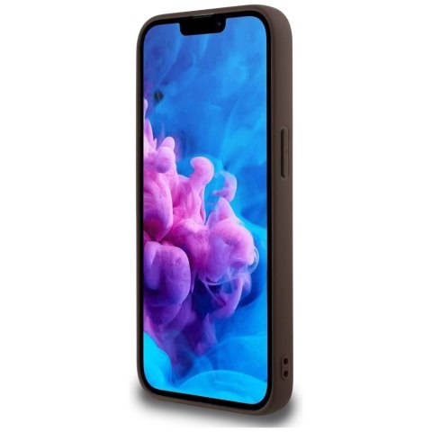 Guess Nakładka HC MagSafe PU 4G Ring Triangle Logo do iPhone 16e Brązowa