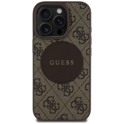 Etui Guess 4G Circle Classic Logo MagSafe do iPhone 16 Pro brązowy