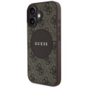 Etui Guess 4G Circle Classic Logo MagSafe do iPhone 16 brązowy
