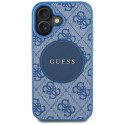 Etui Guess 4G Circle Classic Logo MagSafe do iPhone 16 niebieski