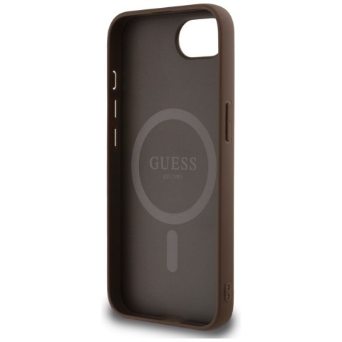 Etui Guess 4G Circle Classic Logo MagSafe do iPhone 16e brązowy