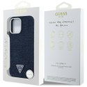 Etui Guess Denim Triangle Logo MagSafe do iPhone 16 Pro niebieski