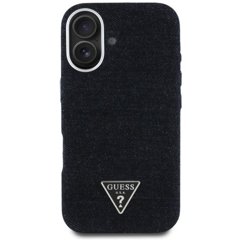 Etui Guess Denim Triangle Logo MagSafe do iPhone 16 czarny