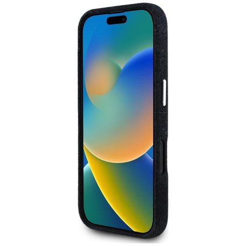 Etui Guess Denim Triangle Logo MagSafe do iPhone 16 czarny