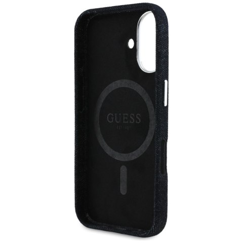 Etui Guess Denim Triangle Logo MagSafe do iPhone 16 czarny