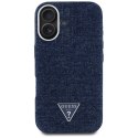 Etui Guess Denim Triangle Logo MagSafe do iPhone 16 niebieski