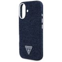 Etui Guess Denim Triangle Logo MagSafe do iPhone 16 niebieski
