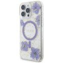Etui Guess Resin Flowers MagSafe do iPhone 16 Pro Max fioletowy