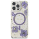 Etui Guess Resin Flowers MagSafe do iPhone 16 Pro Max fioletowy