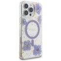 Etui Guess Resin Flowers MagSafe do iPhone 16 Pro Max fioletowy