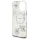 Etui Guess Resin Flowers MagSafe do iPhone 16 Pro Max fioletowy