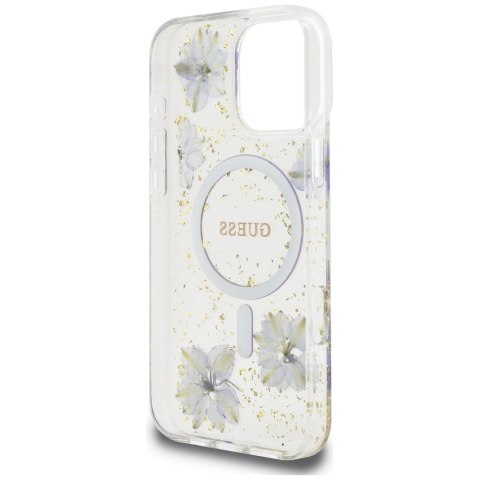 Etui Guess Resin Flowers MagSafe do iPhone 16 Pro Max fioletowy