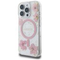 Etui Guess Resin Flowers MagSafe do iPhone 16 Pro Max różowy