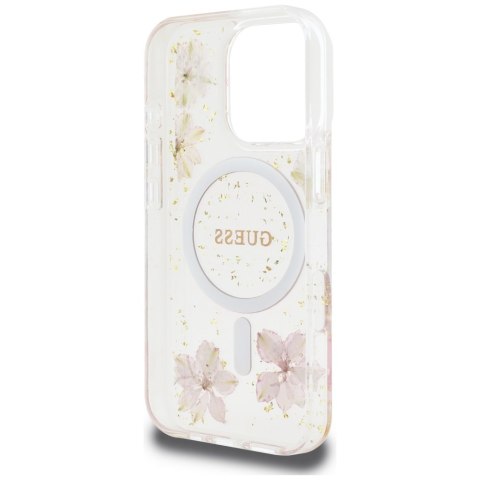 Etui Guess Resin Flowers MagSafe do iPhone 16 Pro Max różowy